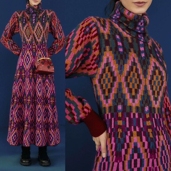 FARM Rio Dresses & Skirts - Farm Rio Tapestry Scarf Sweater Dress XL